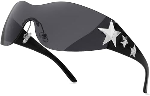 Amazon.com: Rimless Y2K Sunglasses for Women Men,Trendy Shield