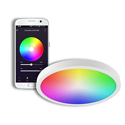 Smart Home Wi-Fi Integrated LED Utility Flush Mount, RGBW, Tunable, Dimmable, White - Image 2