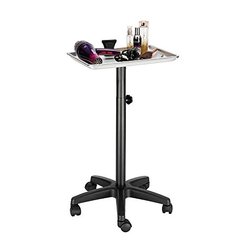 Mefeir Salon Rolling Aluminum Tray Cart on Wheels for Hair Stylist