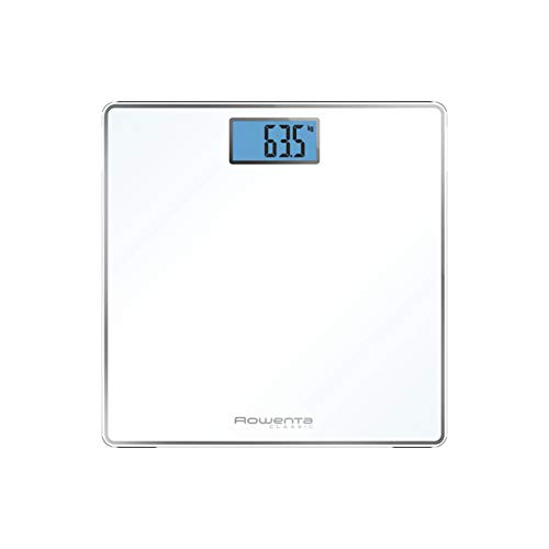 Rowenta BS1501 Classic Digitale Personenwaage aus gehärtetem Glas, 31 x 31 cm, präzise Skala alle 100 g, intelligente Funktionen, großes Display, Batt