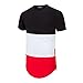OLRIK Men's Hipster Hip Hop Short Sleeve Hit Colour Side Zipper T Shirt Black M
