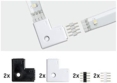 Paulmann 70599 YourLED 90° Corner Connector for LED Strip 4-Pack Strip Accessory White Black Plastic 2X White 2X Black incl. 4-Way pin