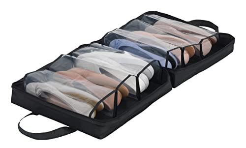 Wenko - Washable Bag for 3 Pairs of Shoes with Plastic Film, 37.5 x 16.5 x 24.5 cm, Black and Brown