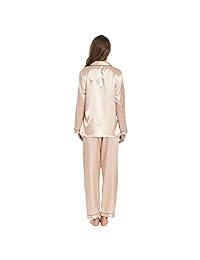 Ladieshow Women Pajamas Satin Ladies Pj Set Long Sleeve Sleepwear Two Piece Set