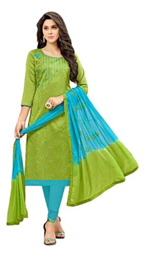 Women's Soft Cotton Green Dress Material