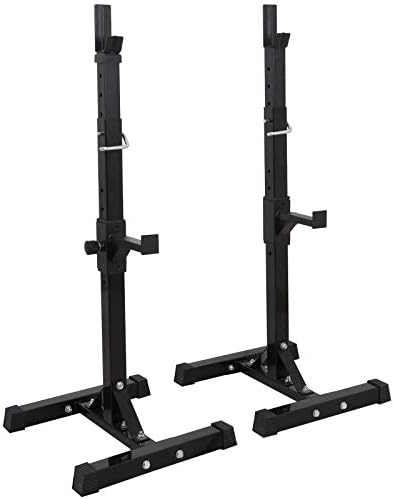 Blossom Store Durable Free Bench Press Stands Gym Pair of Adjustable Rack Sturdy Black Steel Squat Barbell