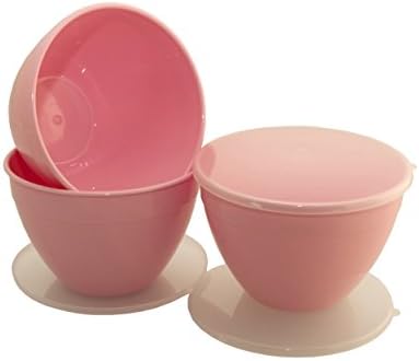 Pastel Rose (Pink) basin & clear lid 3 Pack (1.5 pint or 850ml) (2 Pint or 1.17ltr) (3 Pint or 1.71ltr)
