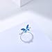 FANCIME Created Opal Butterfly Open Circle Rings 925 Sterling Silver Charming Dainty Cubic Zirconia CZ Fine Jewelry for Women Girls Size Adjustable 5,6,7,8,9