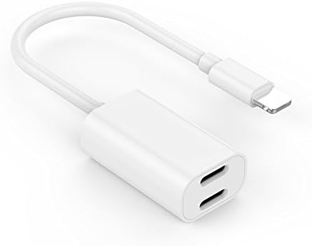 iTamo iPhone 7 Plus Adapter &amp; Splitter 2 in 1 Lightning Headphone Audio &amp; Charge Adapter Accessories for iPhone 7 / 7 Plus / iPhone 8 / 8 Plus / iPhone X (white)