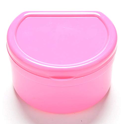 yingyue Transportable Sturdy Sweet Colour Double Layers Well being Care Dentures Storage Case Container Pink