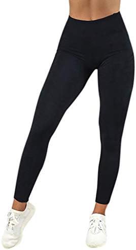 CapsA Yoga Leggings for Women Solid Pocket Sweatpants Workout Leggings Fitness Sports Running Yoga Athletic Pants