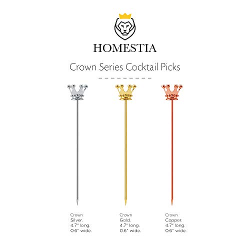 Metal Cocktail Picks Stainless Steel Royal Crown Martini Picks Reusable Toothpicks Garnish Forks
