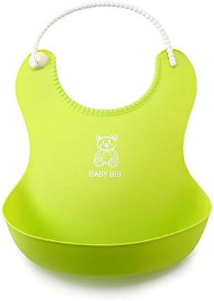 JILLBAN PP/TPE Baby Bib 100% Waterproof for Messy Eater from Dribbles Spills Feeding and Eating (GREEN)