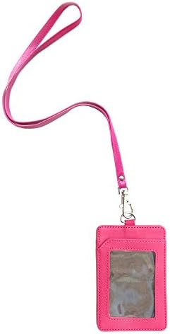 2-Sided Pink Vertical Leather Credit Card and ID Holder