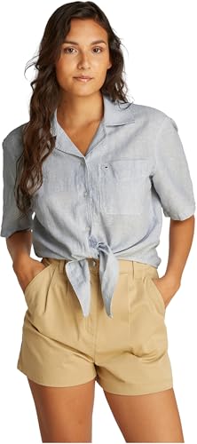 Camisa Mujer Linen Cropped, Multicolor (Colorado Blue/Stripe), L
