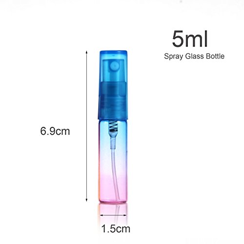 Elfenstall- 12PCS Mini 5ml Colorful Glass Refillable Atomizer Perfume Empty Bottle Fine Mist Atomizer Pump Spray for Travel with Glass Clean Cloth 3Ml Pipette Dropper - Thumbnail 3