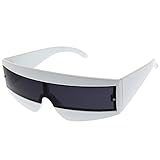 grinderPUNCH Futuristic Cyclops Color Mirrored Lens Visor Sunglasses White