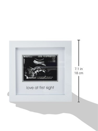 Pearhead Love at First Sight Sonogram Keepsake Frame - Perfect Gift for Expecting Parents, White