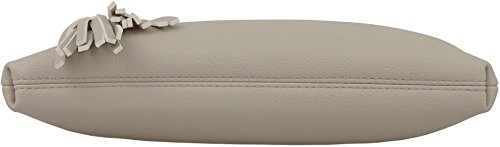 B BRENTANO Vegan Multi-Zipper Crossbody Handbag Purse with Tassel Accents (Grey)