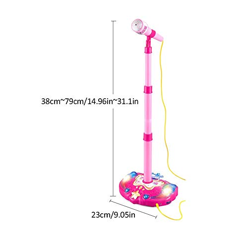 Early Education Single Microphone Karaoke Singing Musical Toy for Children - Adjustable Holder with Flashing Connect to Mobile Phone Stage Lighting and Pedals