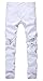 NITAGUT Men's Slim Fit Stretch Destroyed Ripped Skinny Denim Jeans WHITE-US 36