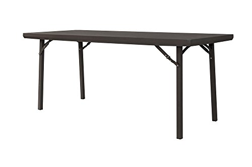 ZOWN Commercial 72” (6 ft.) 300 lb. Use Rate Rectangular Heavy Duty Blow Mold Banquet Folding Table with End of Table Seating, Brown - Thumbnail 3
