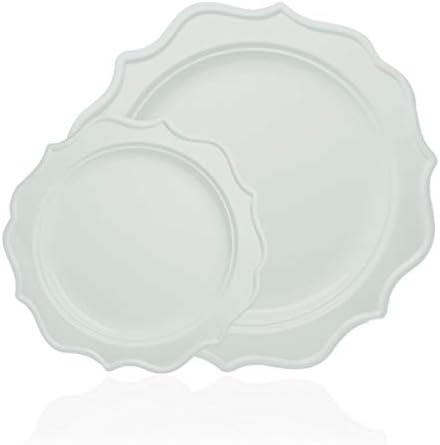 Tiger Chef 96-Pack White Color Heavy Duty Disposable Party Supplies Set for 48 Guests, Includes 48 10-Inch Dinner Plates, 48 8-Inch Hard Plastic Plates - BPA-Free