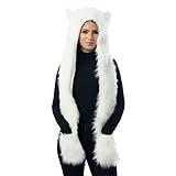 Polar Bear Full Animal Hoodie Faux FUR Hat 3-in-1 Function by HatButik.