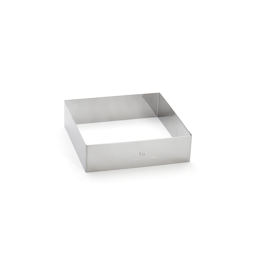 De Buyer 3906.16 Stainless Steel Square Rings, 4.5 cm High