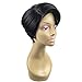 Onefa Cut Wigs for Black Women Short Human Hair Wigs Straight Hair Natural Brazilian Virgin Glueless Wigs Ladies Wigs for Charming Daily Party Cosplay Hairpiece (Black)