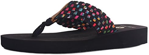 Women's Lightweight Boho Beach Design Comfort Flip Flop Sandals, Multicolor, 9