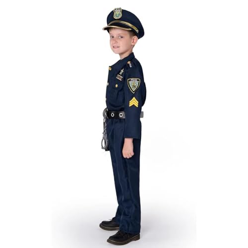 AM ANNA 11PCS Police Costume for Kids, Police Officer Costume for Kids,Kid Cop Costume Role Kit,Kid Police Officer Costume Set with Accessories, Halloween Role Play Uniform