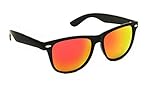 Wayfarer Sunglasses Classic 80s Vintage Style Design (Flat Matte Mirror Revo Sunset)