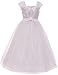 BNY Corner Flower Girl Cap Sleeved Beaded White Dress First Holy Communion Size 2-16 (8, White)