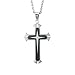 Urban Jewelry Mens Polished 316L Stainless Steel Star Cross Necklace Pendant - Black & Silver, 21 Inch Chain