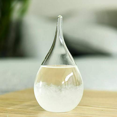 Samoii Deskstop Waterdrop Storm Glass, Quality Wooden Base,Weather Predictor, Various Festivals Gift,Centerpiece Dazzling Decorations for Home or Office (Clear#Samll)
