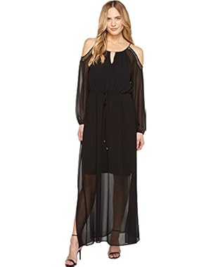 Womens Solid Keyhole Maxi