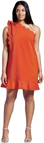 Victoria Beckham Women's One Shoulder Dress with Bow and Scallop Trim