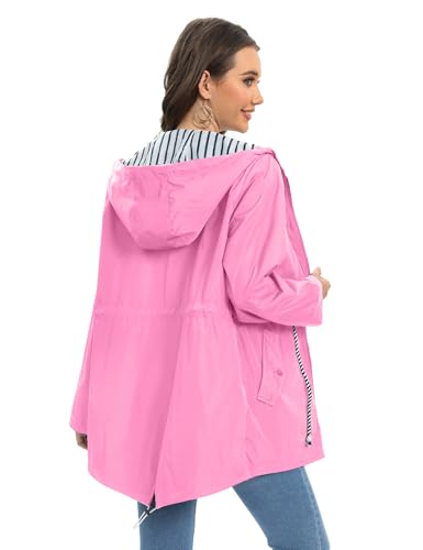 UMIPUBO Women's Raincoat Waterproof Lightweight Outdoor Jacket Packable Rain Jacket for Spring and Summer with Hood