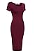 Meaneor Women's Short Sleeve Scoop Neck Classic Slim Fit Bodycon Party Dress