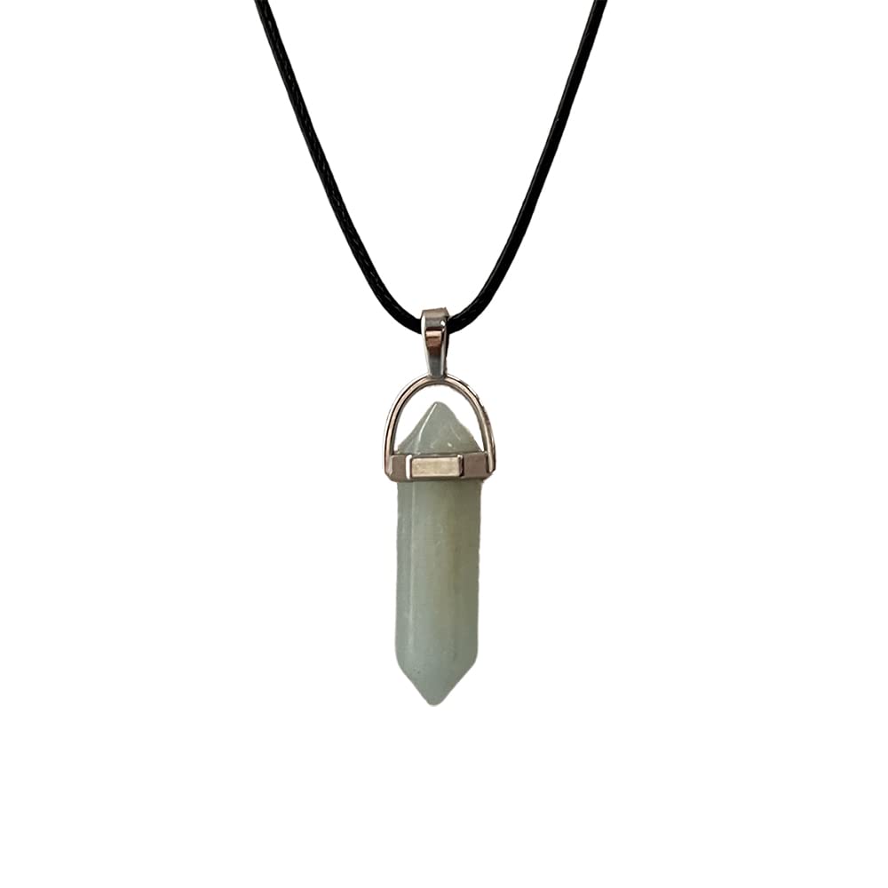 VIE Double Point Pencil Pendant, Black String (Amazonite)