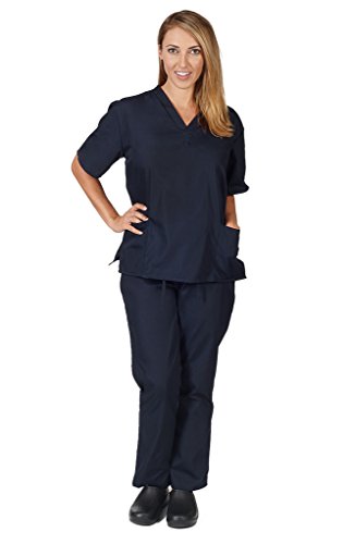 Women s scrub set - medical scrub top and pant, dark na…