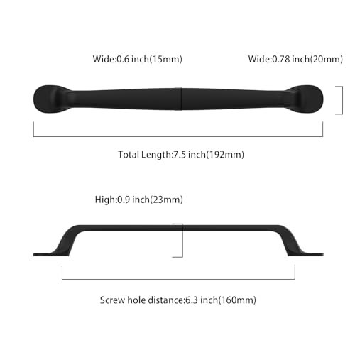 9BUILD 10 Pieces Black Kitchen Handles Hole Distance 160 mm Cabinets Kitchen Handles Furniture EU0053
