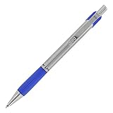 Paper Mate Design Retractable Stainless Steel Ballpoint Pen, 1.0mm, Medium Point, Blue Ink - Pack of 12