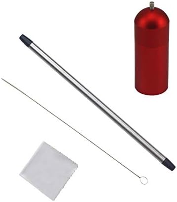 Stainless Steel Collapsible Straw with Cleaning Brush, 9.06 inch Portable and Reusable Folding Metal Straw for Drinking with Keychain Hole BPA Free