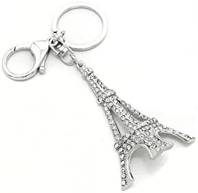 Bejeweled Silver Eiffel Tower Key Chain