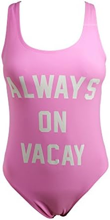 Onlybaby Women's Letter Print Backless One Piece Swimsuits X-Large Pink