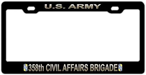 Black License Plate Frame Aluminum Metal, Custom Army Brigade Car License Plate Cover Holder for US Vehicles, 2 Holes and Screws
