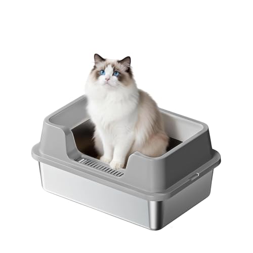 GarveeLife Enclosed Stainless Steel Cat Litter Box with Lid, XL Extra Large Lit…