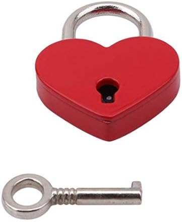 Arteki Small Metal Heart Shaped Padlock Mini Lock with Key for Jewelry Storage Box Diary Book Lady Handbag Accessories,Red Accessories